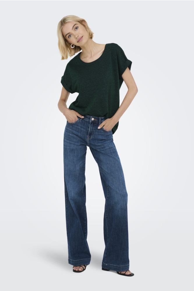ONLMOSTER GLITTER S/S TOP NOOS JRS 15356991 SCARAB/SCARAB LUR